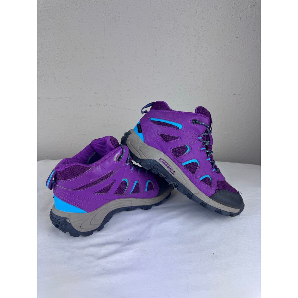 Merrell Kids Oakcreek Mid Lace Waterproof Purple Boots Girls Size 3 - Picture 2 of 8